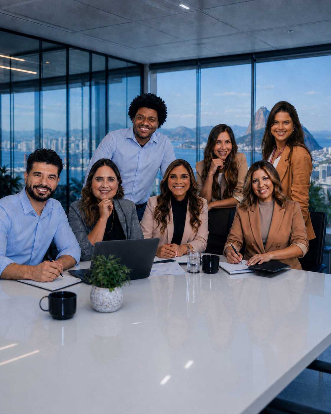 Time da Agência A+: estrategistas, jornalistas, designers e profissionais de comunicação corporativa reunidos.